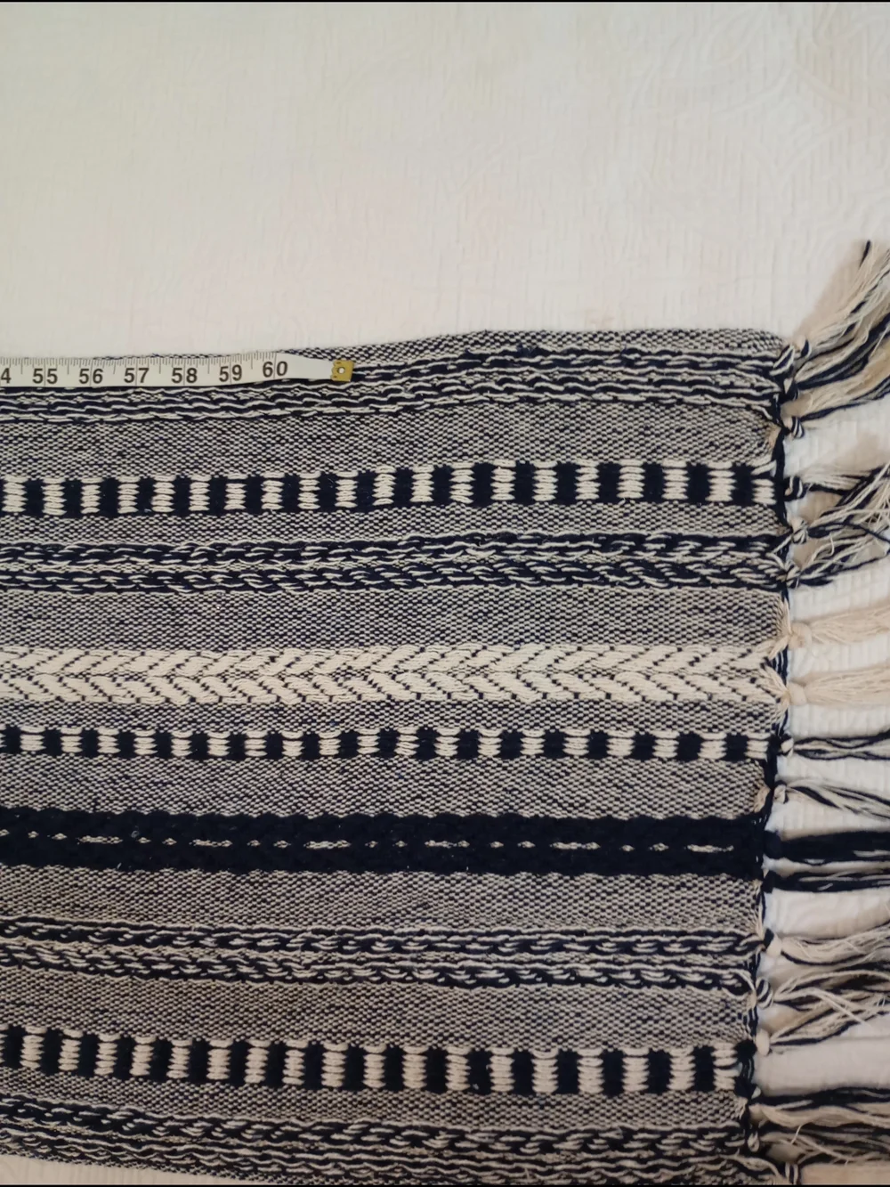DII Design Imports Black White Woven Cotton Fringe Scarf Wrap Shawl Boho Chic